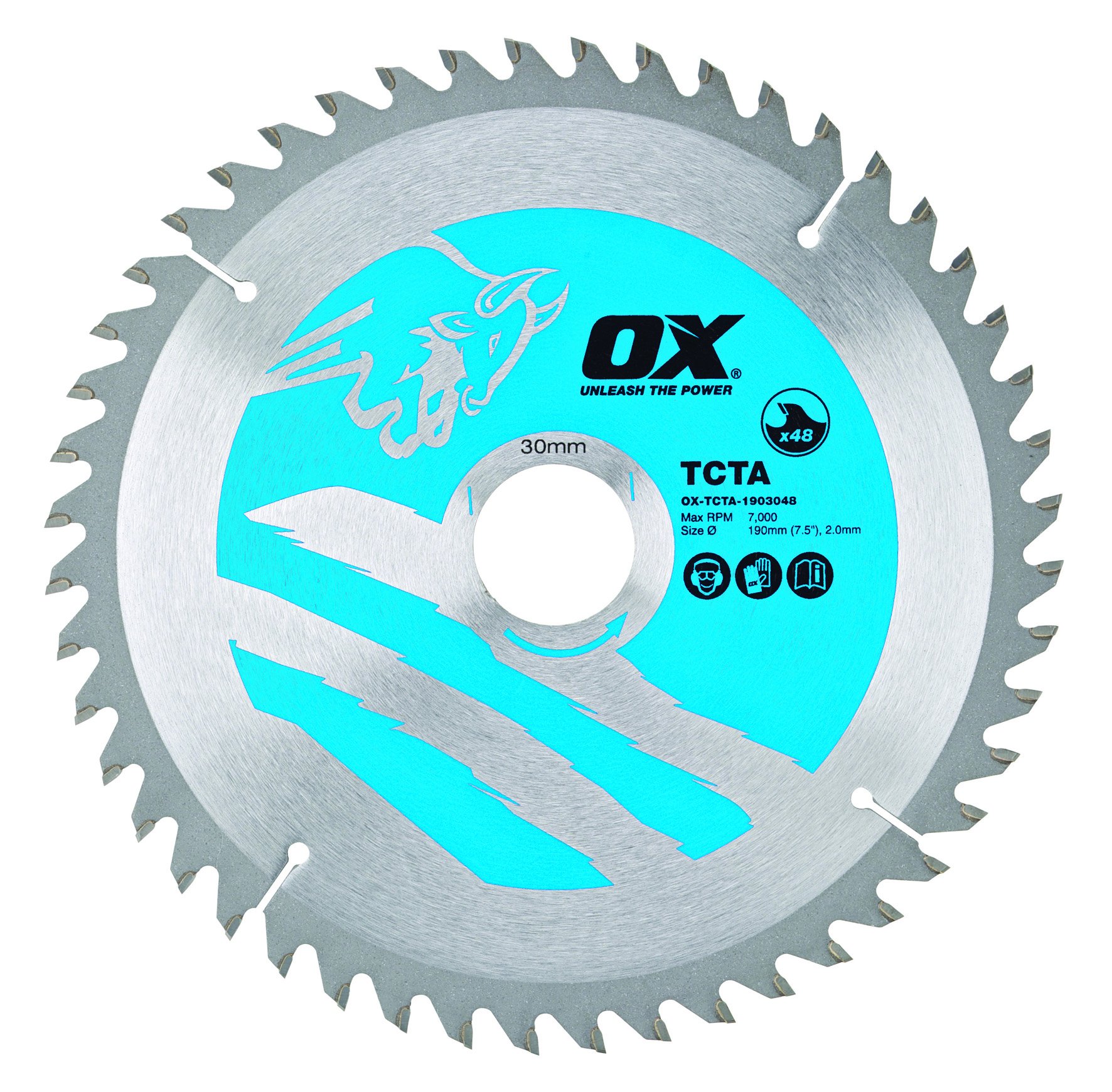 OX Alu/Plastic/Laminate Cutting Circular Saw Blade 190/30mm, 48 Teeth TCG