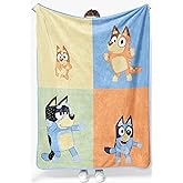 Jay Franco Kids Plush Throw Blanket – Soft & Comfy Throw for Couch or Bed – Cozy Home Décor for Living Room & Bedroom, Multi - Bluey, 46x60 - Throw Blanket