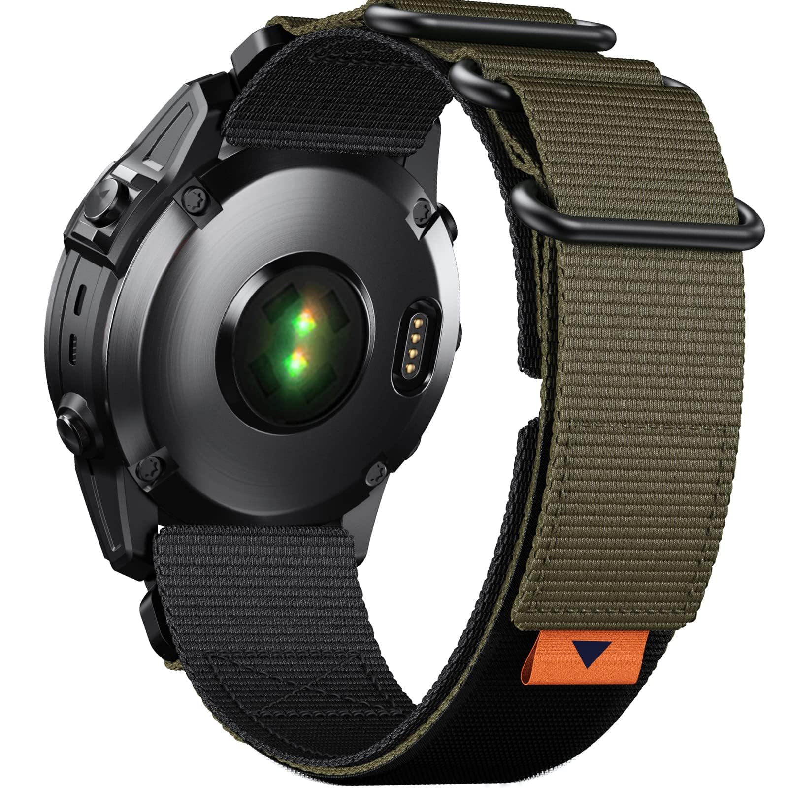 NotoCity for Garmin Fenix 6x pro/6x/7x/5x strap, Quickfit 26mm for Fenix 8 51mm/5x Plus/7x pro/3/3HR, Replacement Strap for Epix Pro 51mm/Instinct 2X/Descent Mk1/Enduro(Black/Army green)