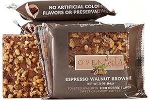 OVEN ARTS Espresso Walnut Brownies 3.0 OZ Each - All Natural, Delicious, Fresh Baked Brownies - No Artificial Colors or Flavors- Preservative Free - Kosher Dairy - Pack of 15 Brownies