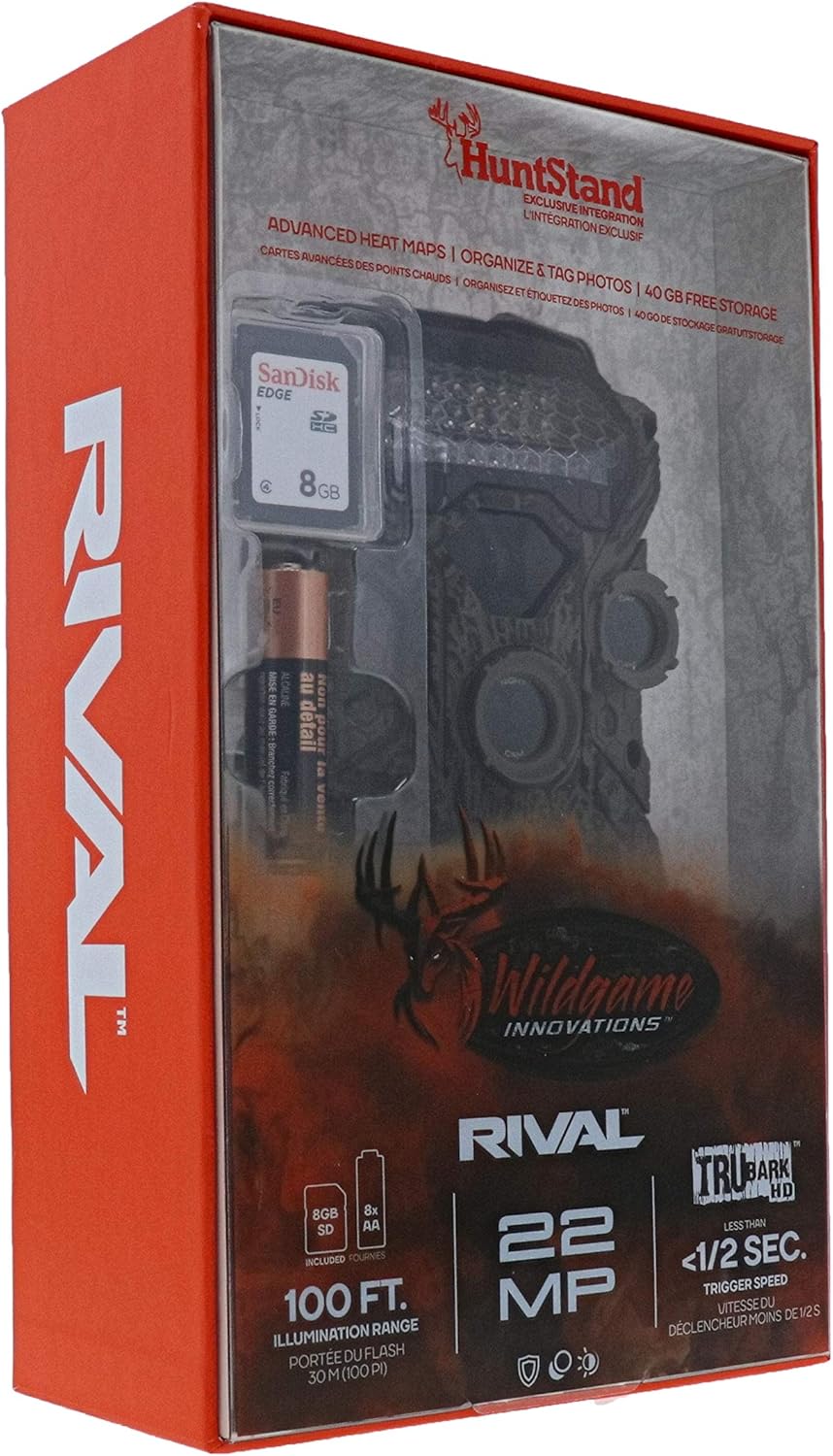 Wildgame Innovations Rival 22MP Trail Camera Trubark HD (8GB SDHC Card and 8 AA Batteries Included) : Sports & Outdoors