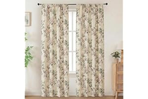 Aiyufeng Light Filtering Curtains 84 Inches Long for Bedroom Living Room，Luxury Modern Breathable Soft Floral Curtains for Fa