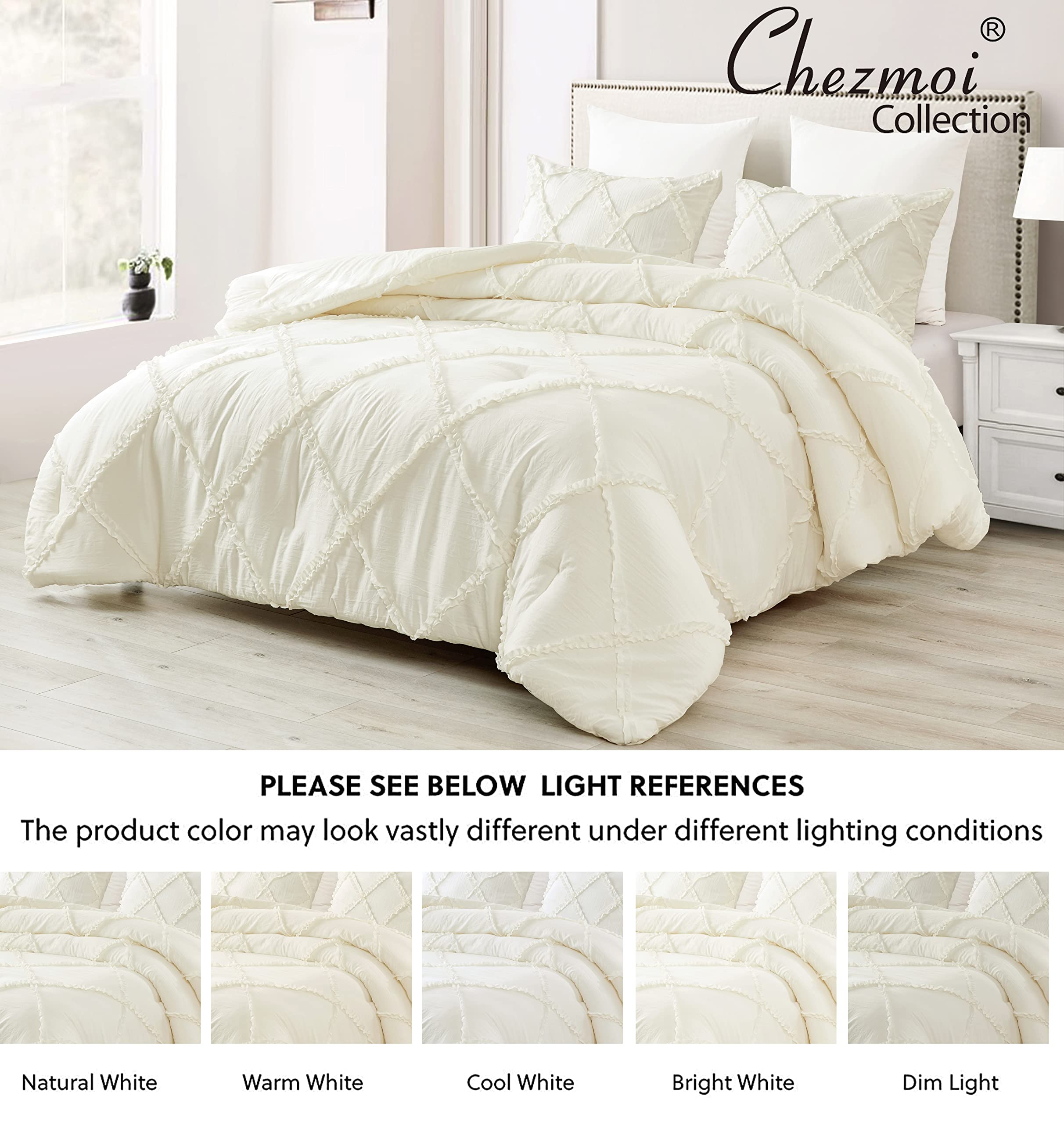 Chezmoi Collection Vivian 3-Piece Diamond Ruffle