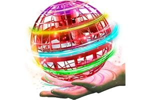 SHIP SMART CM Toys 2025 Hand Operated Mini Drones, Upgraded UFO Magic Flying Orb with LED Lights, Hand Controlled Hover Boomerang Spinner, for Boys Girls Teens 6+, Indoor Outdoor Toys (Red), Small