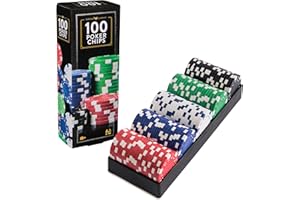 Spin Master Games, Cardinal Classics, 100-Piece Poker Chips Set, Classic Family Board Game, Poker Set for Beginners & Experts, Kids & Family, 2-10 Players, Stocking Stuffer Gift Ideas for Ages 8 & Up