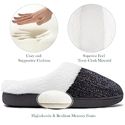 shoeslocker Slippers for Women Memory Foam Fuzzy