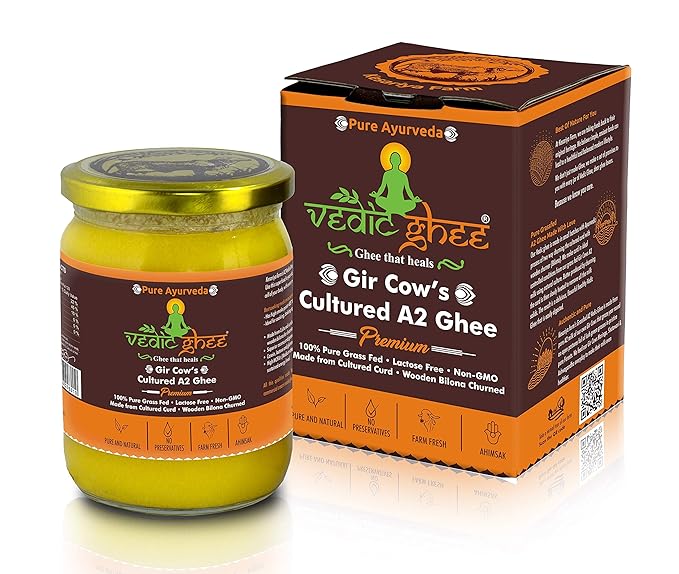 Vedic Ghee A2 Gir Cow Cultured Ghee from Kesariya Farm, Vedic Bilona