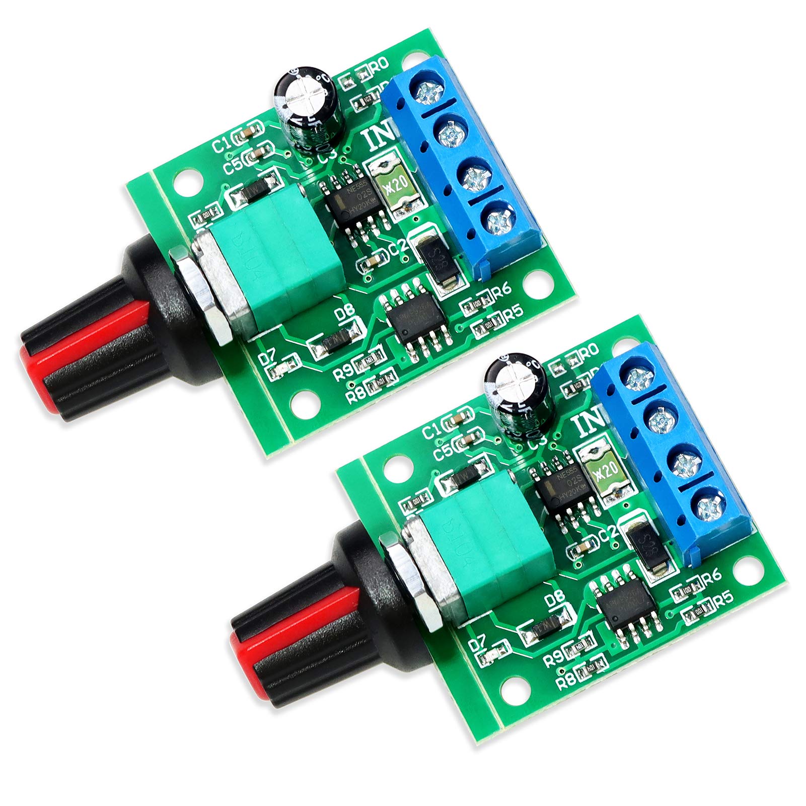 WayinTop 2pcs PWM Low Voltage DC 1.8V 3V 5V 6V 12V 2A Motor Speed Controller 1803BK Adjustable Driver Switch with Speed Control Knob