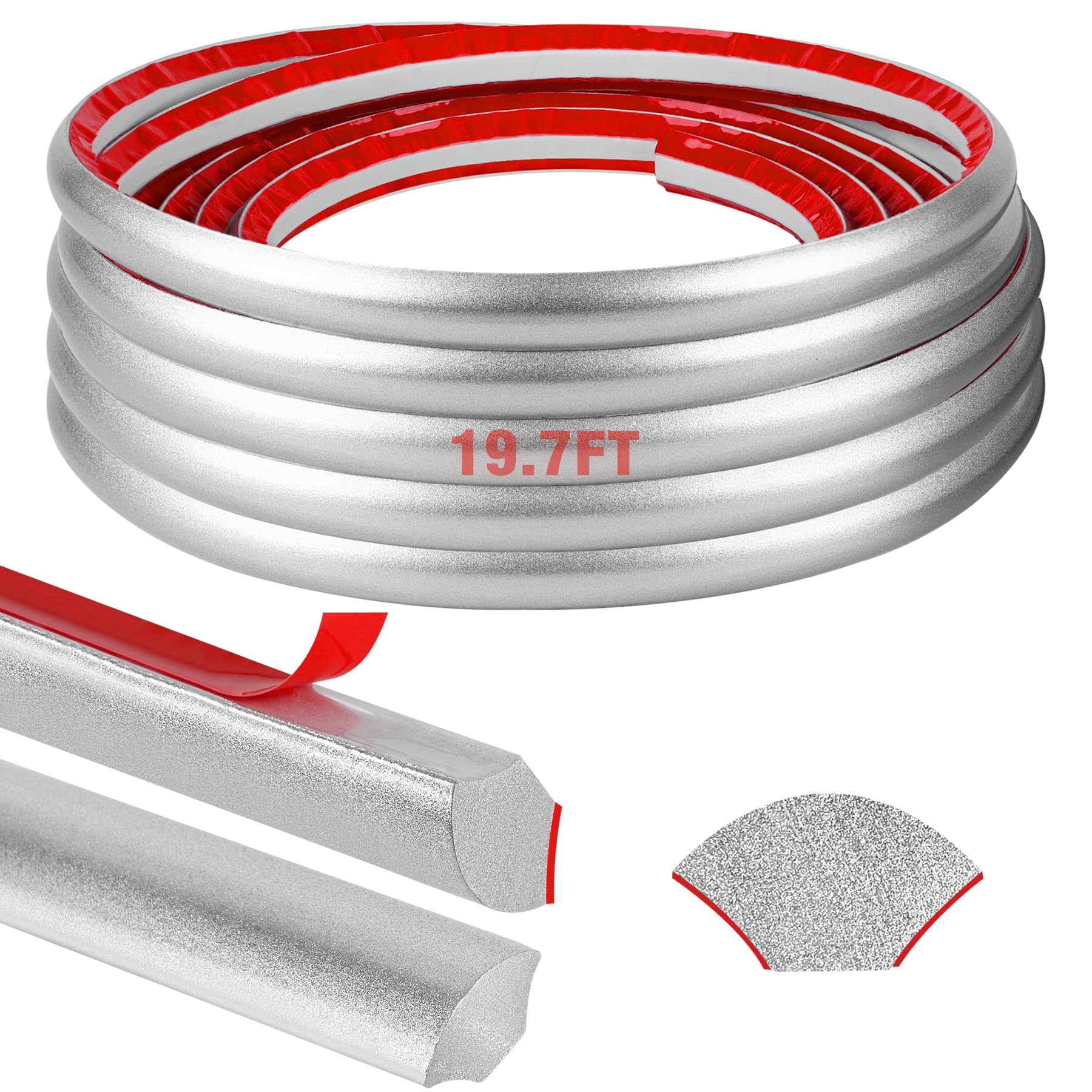 Photo 1 of Flexible Quarter Round Molding Self Adhesive (Silver, 19.7 Ft) Peel and Stick Flexible Corner Molding Trim Caulk Strip for Ceiling, Molding, Wall Corner, Tile Edge, Countertop Cabinet Edge