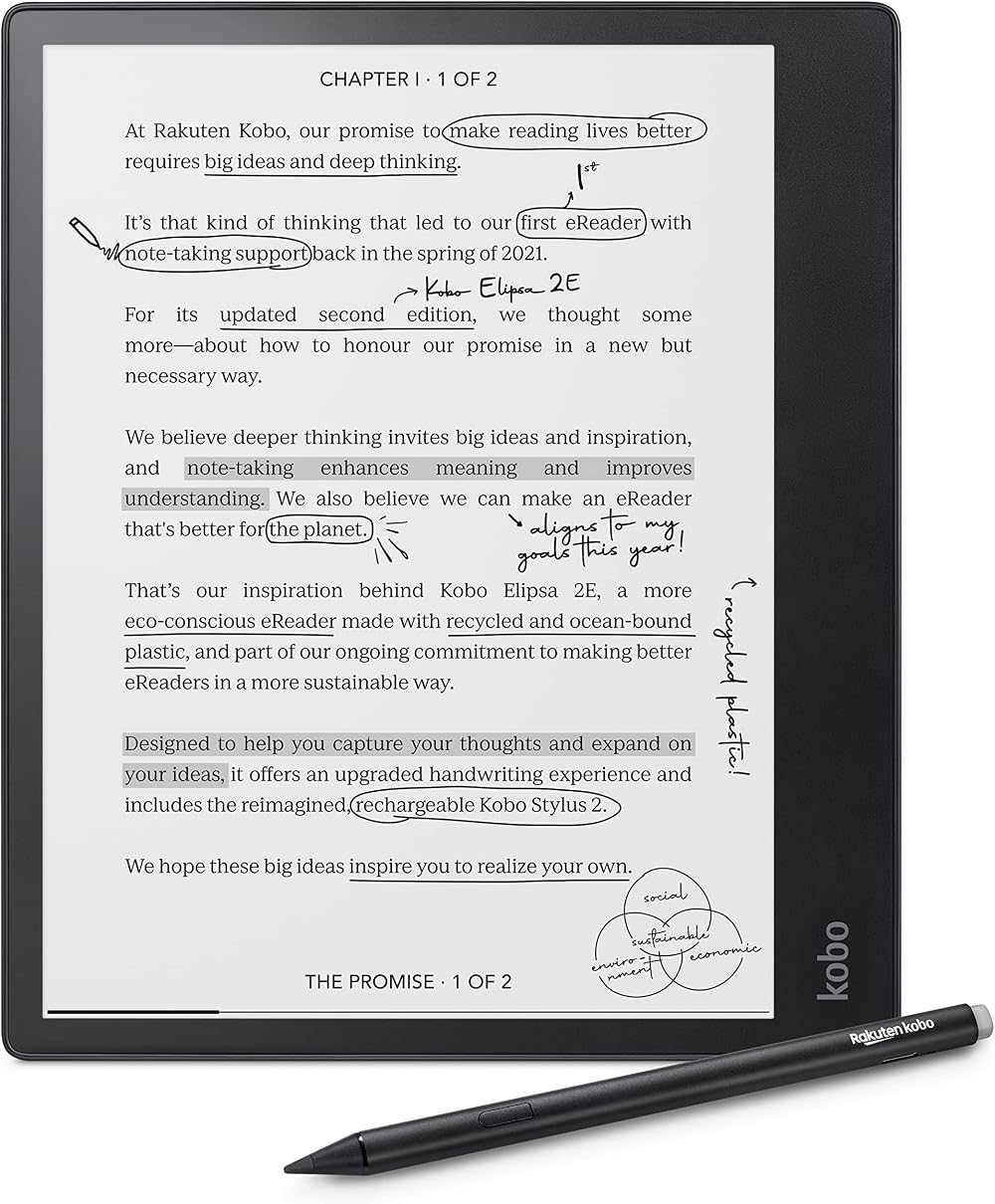 Kobo Elipsa 2E 10.3" E Ink Touchscreen 32GB Wi-Fi Stylus 2 Black