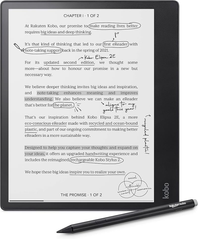 Kobo Elipsa 2E 10.3" E Ink Touchscreen 32GB Wi-Fi Stylus 2 Black