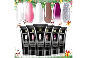 BEVINAS Poly Gel Nail Kit Acrylic Gel Builder Gel Nail Extension Gel Professional Poly Gel Nail Colors Tubes 0.5Oz Pack of 6 (6 Colors Fairy Purple)