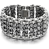Klapgo Men's Gothic Skull Bracelet 316L Stainless Steel Chain Bracelet for Men Heavy Duty Biker Bracelets Prefer for Motorcycle-Inspired Jewelry