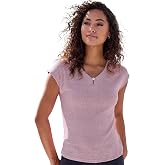 LASCANA Women's Button Detail Short Sleeve Knit Top
