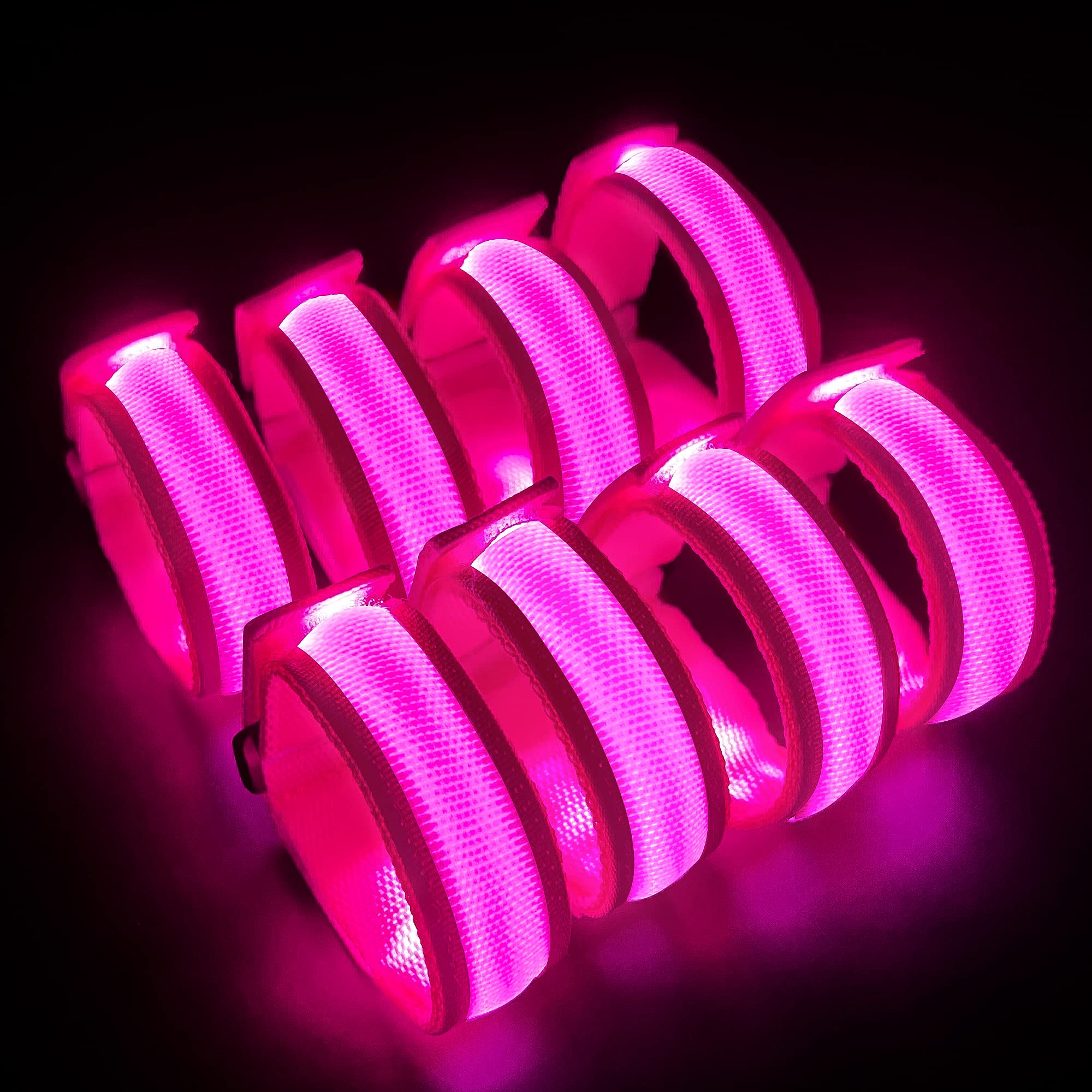 Photo 1 of KIRALUMI 8 PCS LED Glow Bracelets, Light Up Wristbands - Halloween Glow in The Dark Party Bracelets Favors Supplies for Christmas, Concerts, Festivals, Game Prizes, Sports, Rave Accessories?Pink?