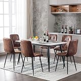 Artist Hand Set of 6 Dining Chairs Faux Suede Brown Metal Legs view 2
