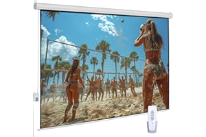 100" Motorized Projector Screen, Electric 16:9 Projector Screen with Remote Control, Indoor/Outdoor HD Movie Screen, Wall/Cei