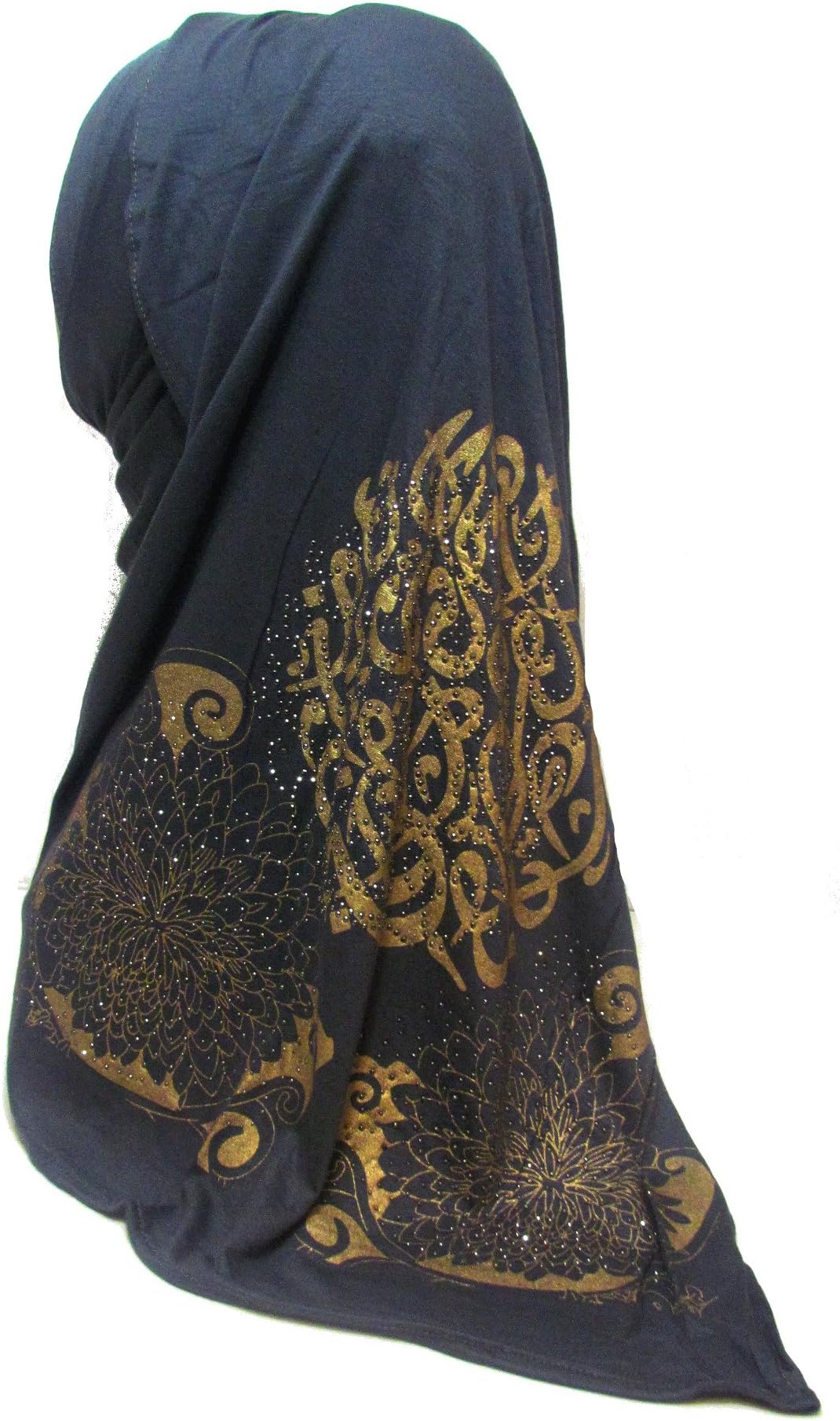 Arabic Calligraphy Scroll Scarf Gray with Gold