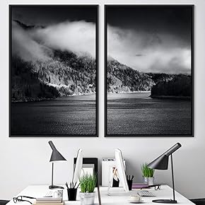 signwin 2 Piece Framed Canvas Wall Art Black...