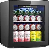 Icyglee 48 Can Mini Fridge, 1.3 Cu.Ft Beverage Refrigerator Cooler, Black | 40-61&deg;F Temp Control, Glass Door Beverage Cooler, Blue LED Light, Removable Shelves, for Home Office Bar, Energy Efficient