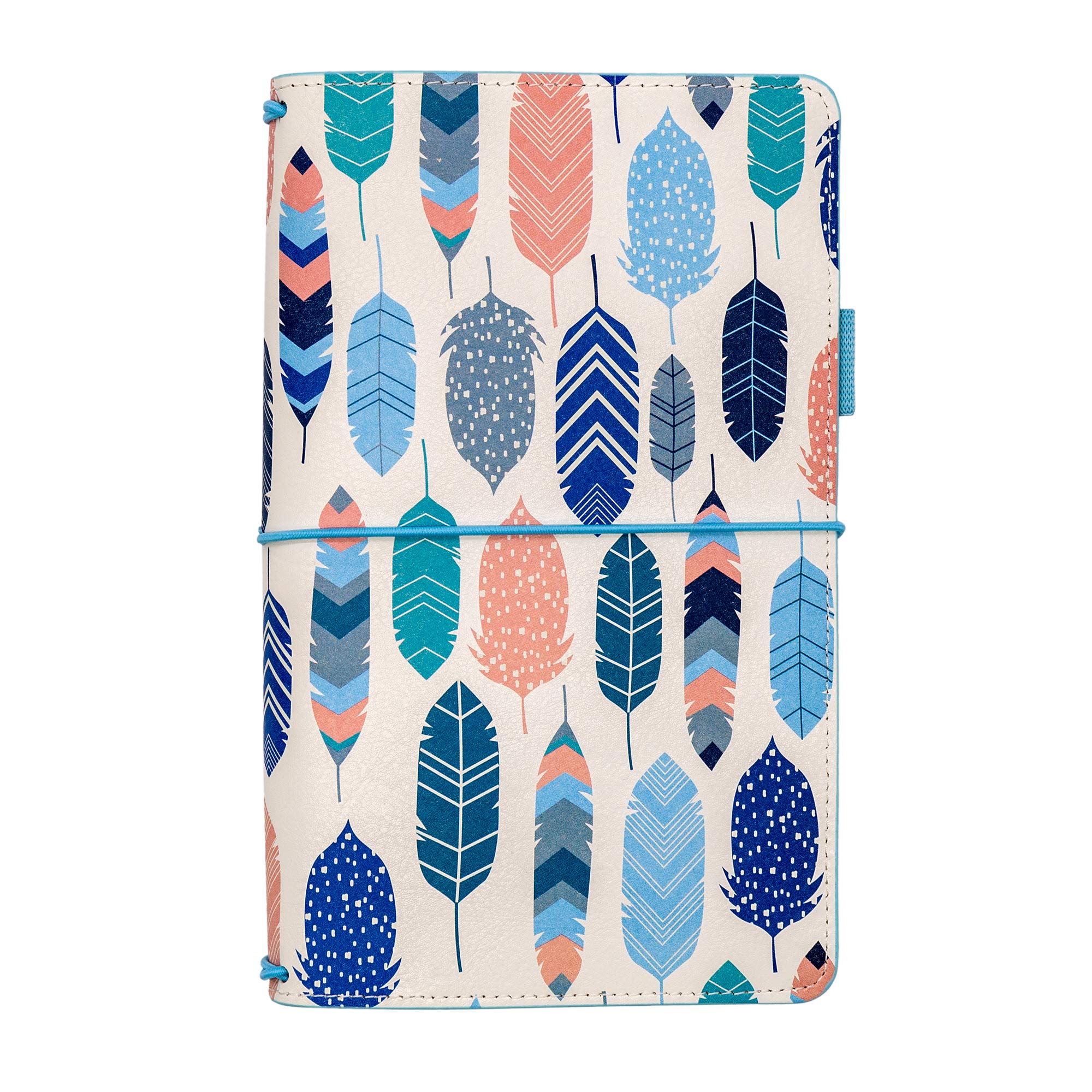 Pukka Pad, Carpe Diem – Refillable Traveler’s Notebook Journal, Writing Diary – Blank and Ruled Notebooks Included, 21.8 x 14 cm, Feathers