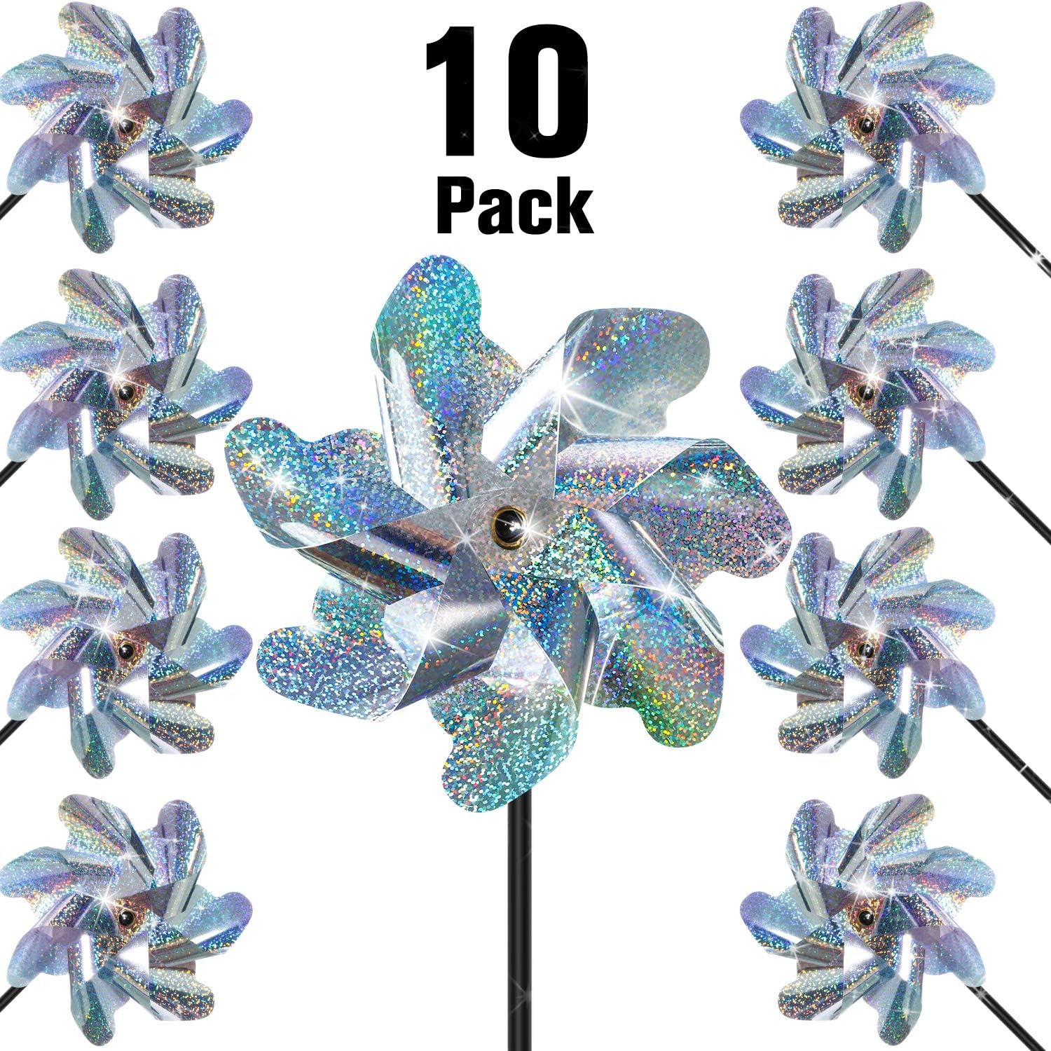 Hestya 10 Packs 7 Inches PinWheels, Holographic Pin Wheel