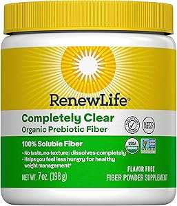 Renew Life Adult Completely Clear Organic Prebiotic Keto Friendly Fiber, Powder, 7 oz. (Package May Vary)
