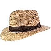 Rising Phoenix Industries Palm Leaf Straw Trilby Wide Brim Fedora Golf Sun Hat for Men or Women, UV UPF Protection (Fabric Hatband)