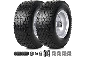 (2-Pack) 13x5.00-6 Flat Free Tire and Wheel Assemblies - Compatible for 13x5-6 Solid Rubbe Riding Lawn Mower Wheels and Tires
