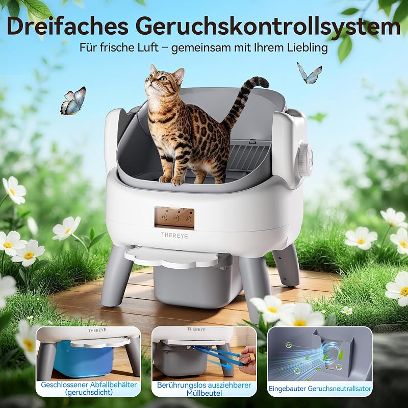 Selbstreinigende Katzentoilette Offenes mit Einstiegstufe