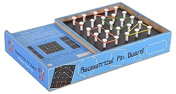 Skillofun Wooden Travel Toy - Geometrical Pin Board, Multi Color