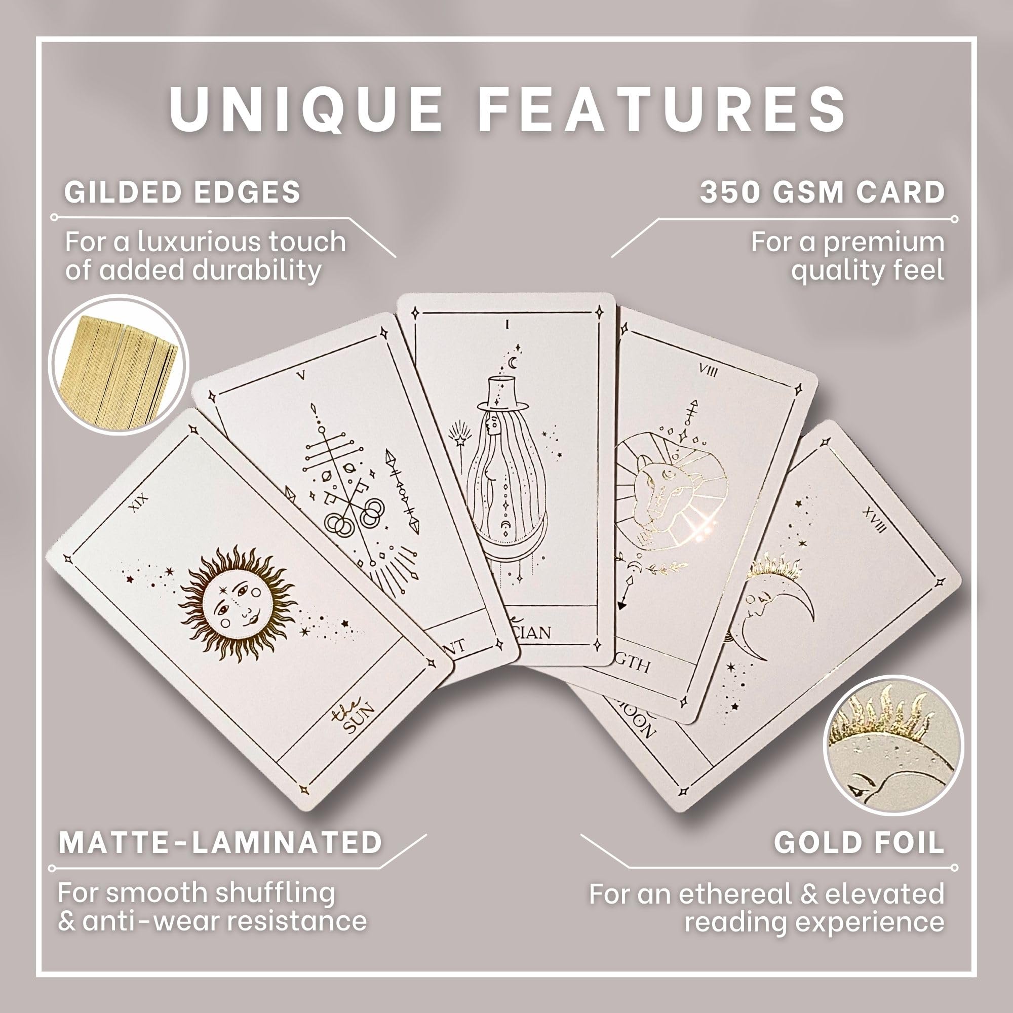 Mua Soleia Original Tarot Deck with Guide Book & Box | 78 Gold Foil ...