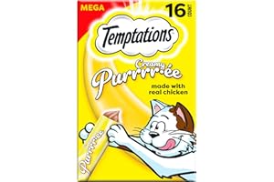 Temptations Creamy Puree Squeezable Lickable Wet Cat Treat with Chicken, 0.42 oz. Tubes, 16 Count