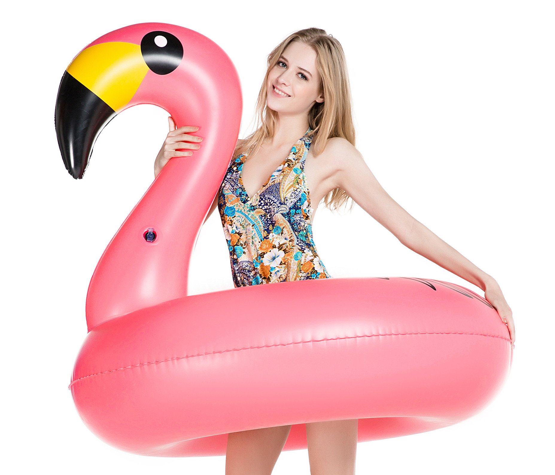 Jasonwell Giant Inflatable Flamingo Pool Float Party Tube with Rapid