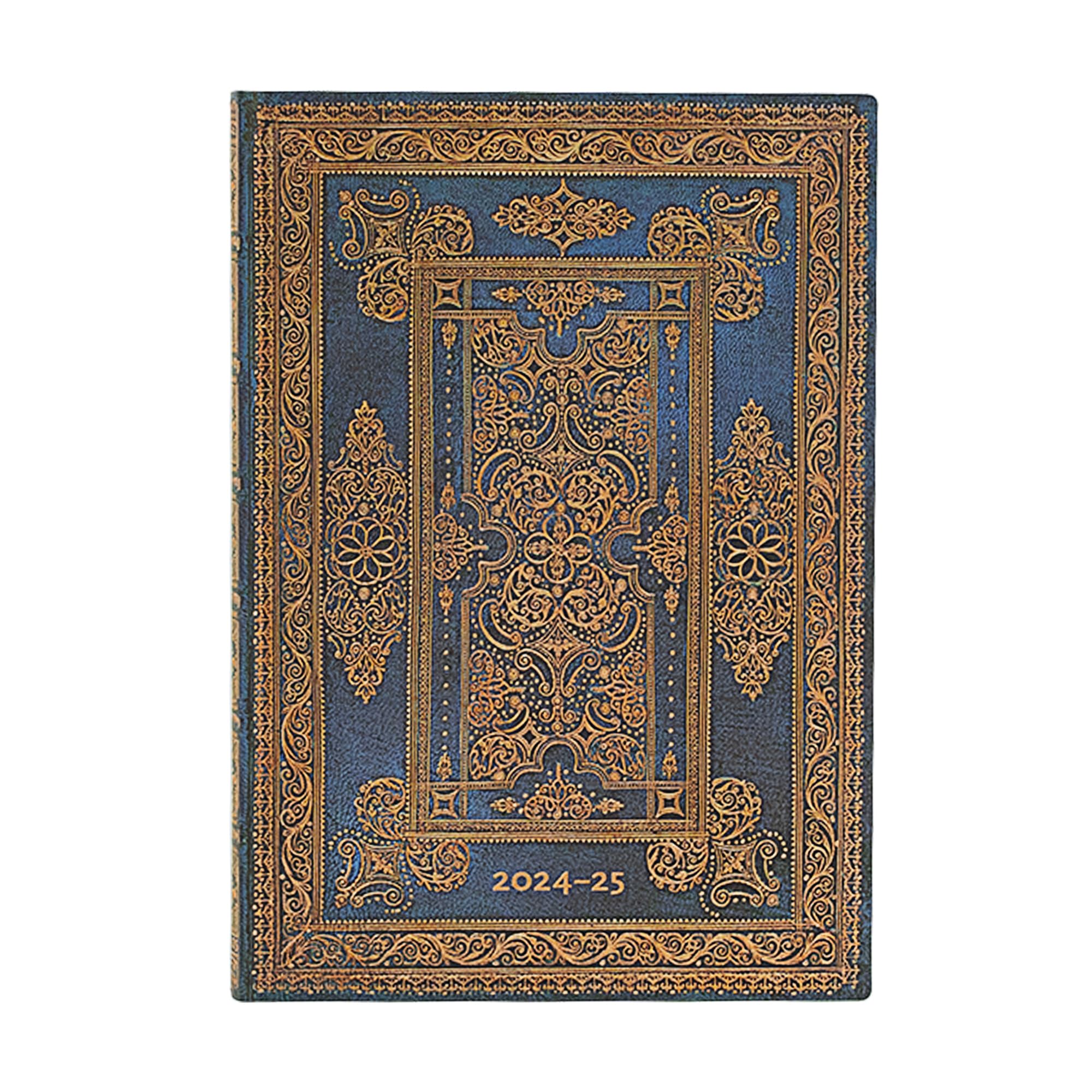 Paperblanks Flexi 2025 18 Month Calendar, Blue Luxe, Midi, Horizontal, Elastic Band Closure