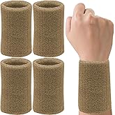 6 Inch Wrist Sweatbands Tennis Wrist Bands Absorbent Sweat Band for Men and Women Sport Long Wrist Bands, Breathable Cotton Athletic Sweatbands for Basketball, Workout, Running (4 Pack)
