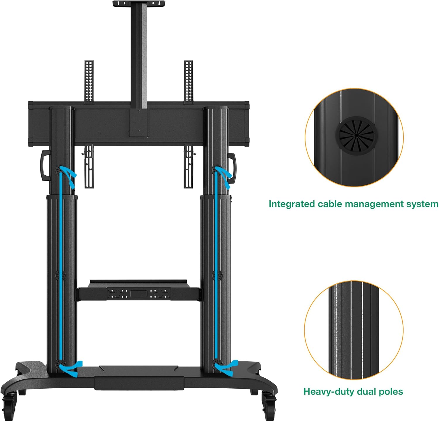 NB North Bayou Mobile TV Cart Heavy Duty TV Stand with Wheels for 60 to 100 inch LCD LED OLED Flat Panel Plasma TV up to 200lbs CF100-B : Office Products