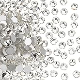 Jollin 2880pcs Glue Fix Crystal Flatback Rhinestones Glass Diamantes Gems for Nail Art Crafts Decorations Clothes Shoes 2.0mm (ss6, Crystal)