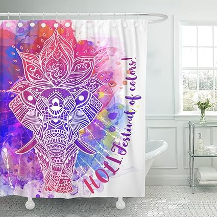 Amazon Com Emvency Fabric Shower Curtain Curtains With Hooks Boho