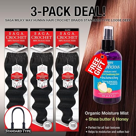 Multi Pack Saga Human Hair Crochet Braids Standard Type Loose