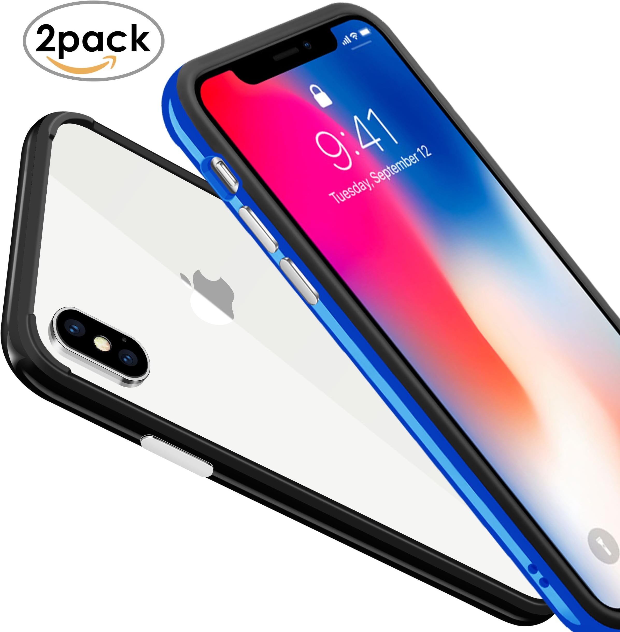 iPhone X Case iPhone X Bumper Case, MOSTY TPU Hybrid Protective Cover Thin Slim Bumper Frame Case for Apple iPhone X 10(2017),2 packs