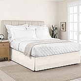 Luxury Hotel Tailored Bed Skirt, Box Pleats, 14 Inch Drop, King, Ivory