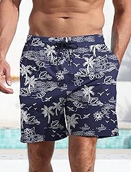 Men's Swim Trunks Hawaiian Bathing Mesh Lining Suit