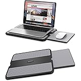 AboveTEK Portable Laptop Lap Desk w/Retractable Left/Right Mouse Pad Tray, Non-Slip Heat Shield Tablet Notebook Computer Stan