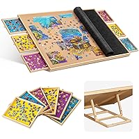 Becko US 2000-pc Tilting Jigsaw Puzzle Board with 6 Colored Drawers & Cover, Jigsaw Puzzle Table with Built-in Stand, 5 Angle