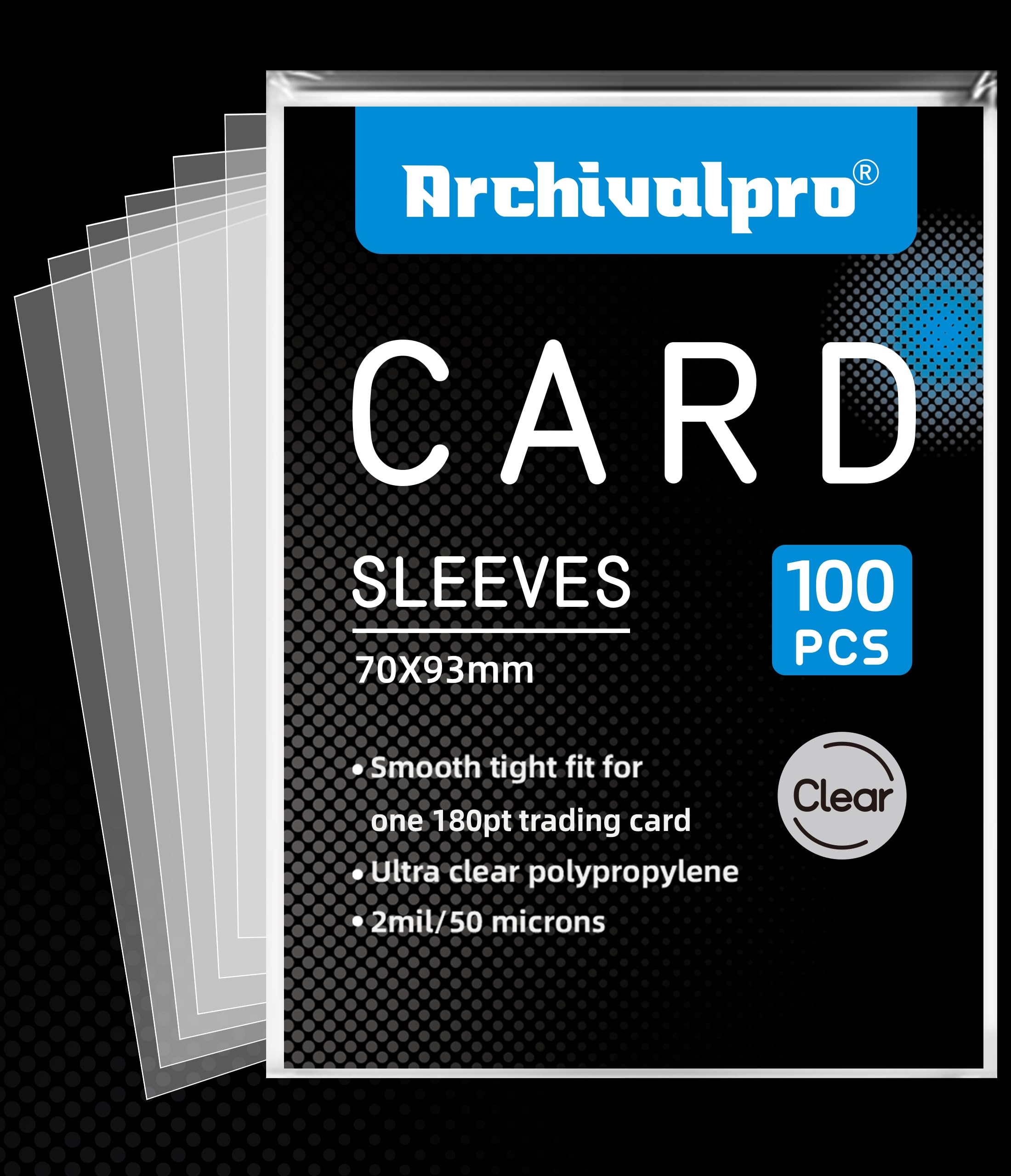 ARCHIVALPRO Premium Ultra-Clear Trading Card Sleeves for Standard Size Cards, Fits Baseball, Football, Basketball and TCG (Compatible with180PT Card, 100pcs)