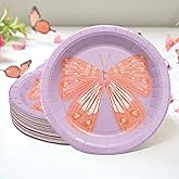 Cheerland Garden Party Butterfly Plates Purple Disposable Spring Paper Plates for Woodland Themed Kids Birthday Party Decorations Floral Celebration Tableware Supplies and Decoration 7 Inch 24 Pcs