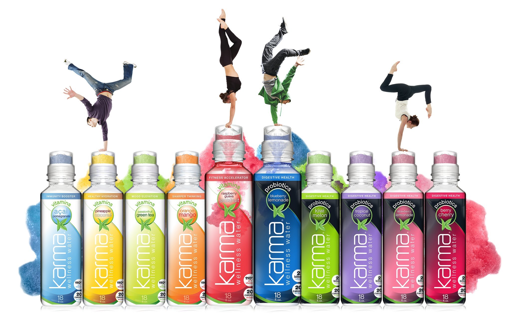 Karma Wellness Flavored Water, Passionfruit Green Tea, 18 Fl Oz (Pack