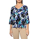 Kasper Womens 3q SLV V-nk Bell Sleeve Top