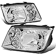 Auto Dynasty Headlights Assembly Compatible with 1999-2005 VW Jetta MK4, Driver and Passenger Side Halogen Headlamps Replacement w/Projector Fog Lamps, Euro-Spec E-Code Style, Chrome Housing